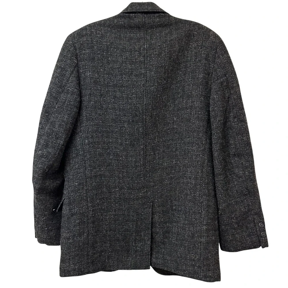 Vintage Hardwick Harris Tweed Blazer Mens Charcoal Grey Wool Sport Coat USA Made